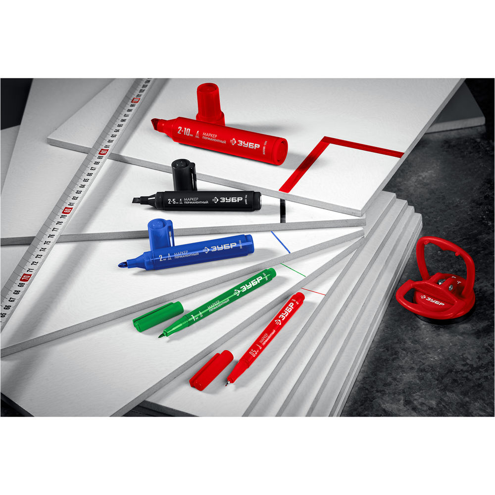 Перманентный маркер клиновидный МП-1000К черный, 2-10 мм ЗУБР 06333-2