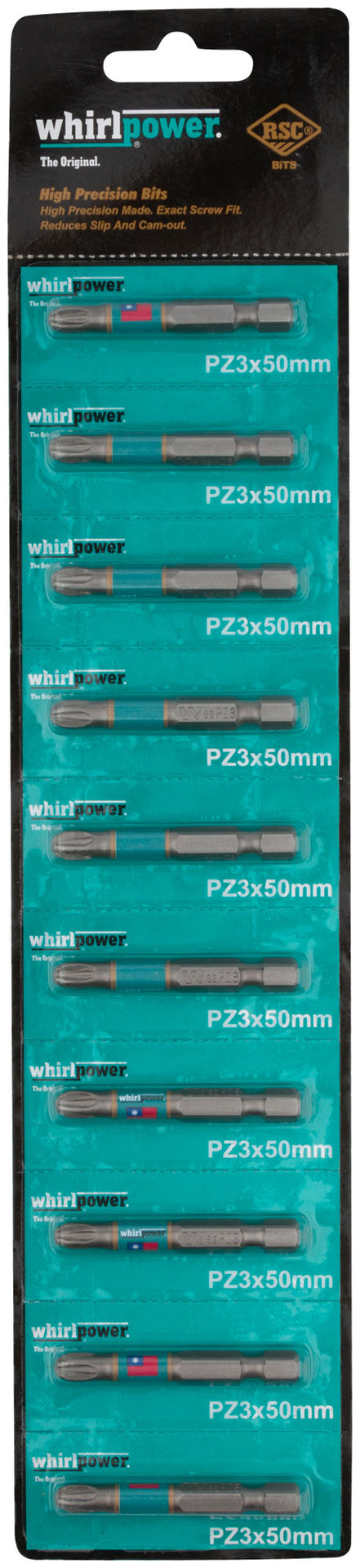 Биты WP, сталь S2, с насечкой, Профи, 50 мм PZ3, 10 шт. (57598)