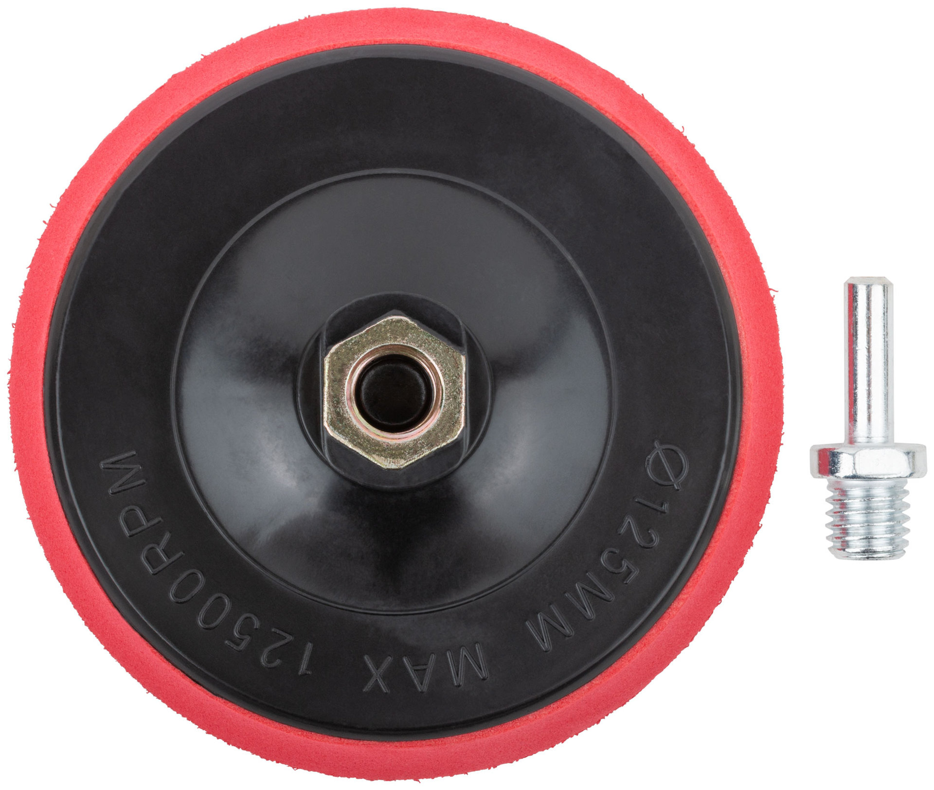 Диск шлифовальный с липучкой, гайка М14 + переходник для дрели, 125x10 мм (39623)