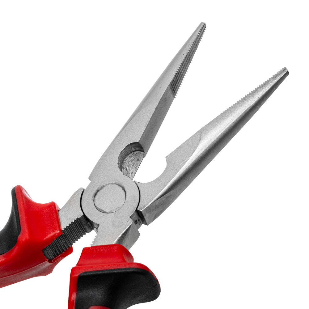 Длинногубцы прямые Nickel, 180 мм, никелированные, двухкомпонентные рукоятки Matrix (17166)