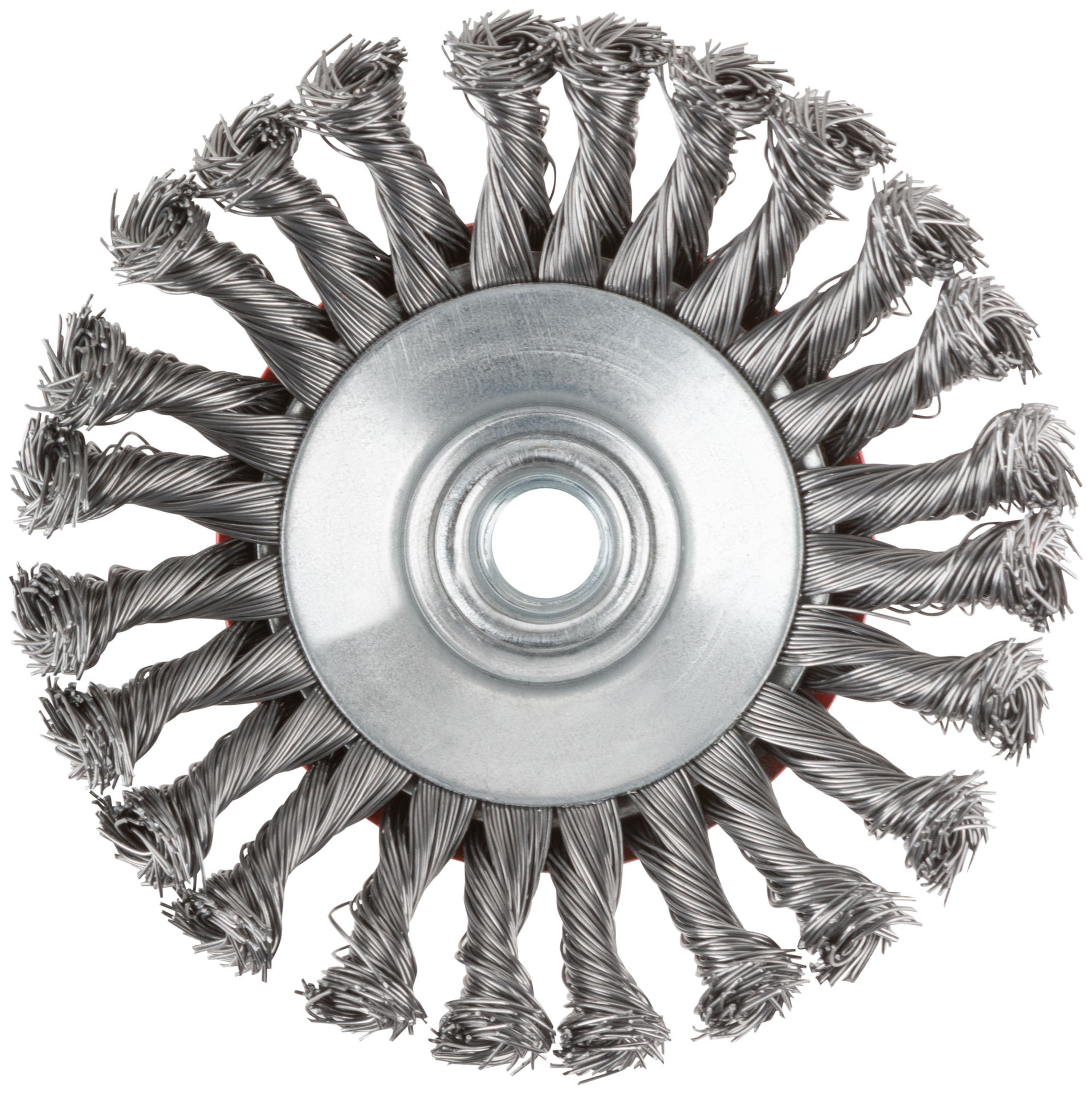 Корщетка-колесо с наклоном, гайка М14, стальная витая проволока 125 мм (39035)