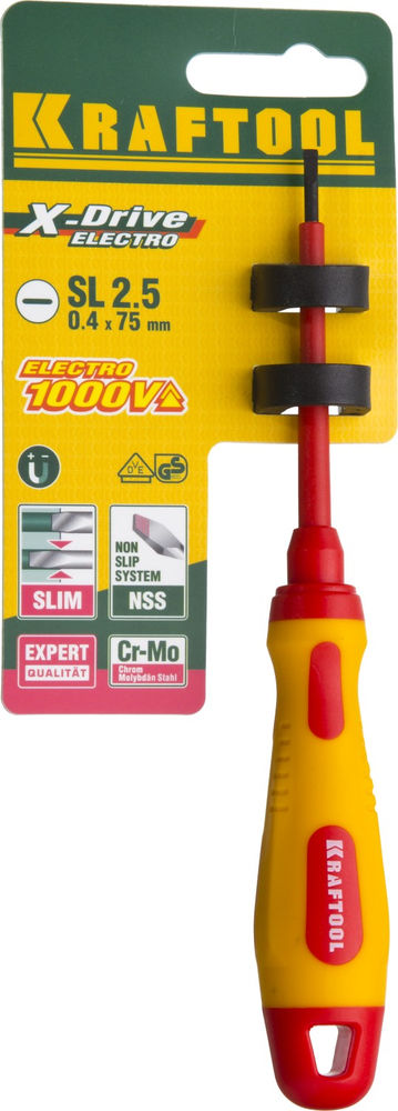 Отвертка высоковольтная SL2.5 х 75 мм KRAFTOOL 250083-2.5-075