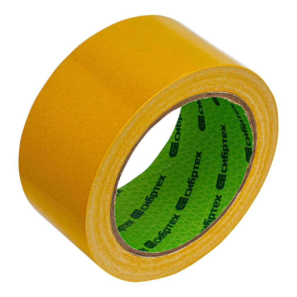 Лента клейкая двусторонняя, 50 мм х 25 м, на полипропиленовой основе Сибртех (88809)