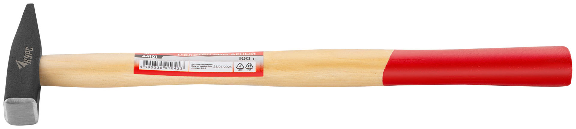 Молоток слесарный, деревянная ручка Оптима 100 гр. (44101)