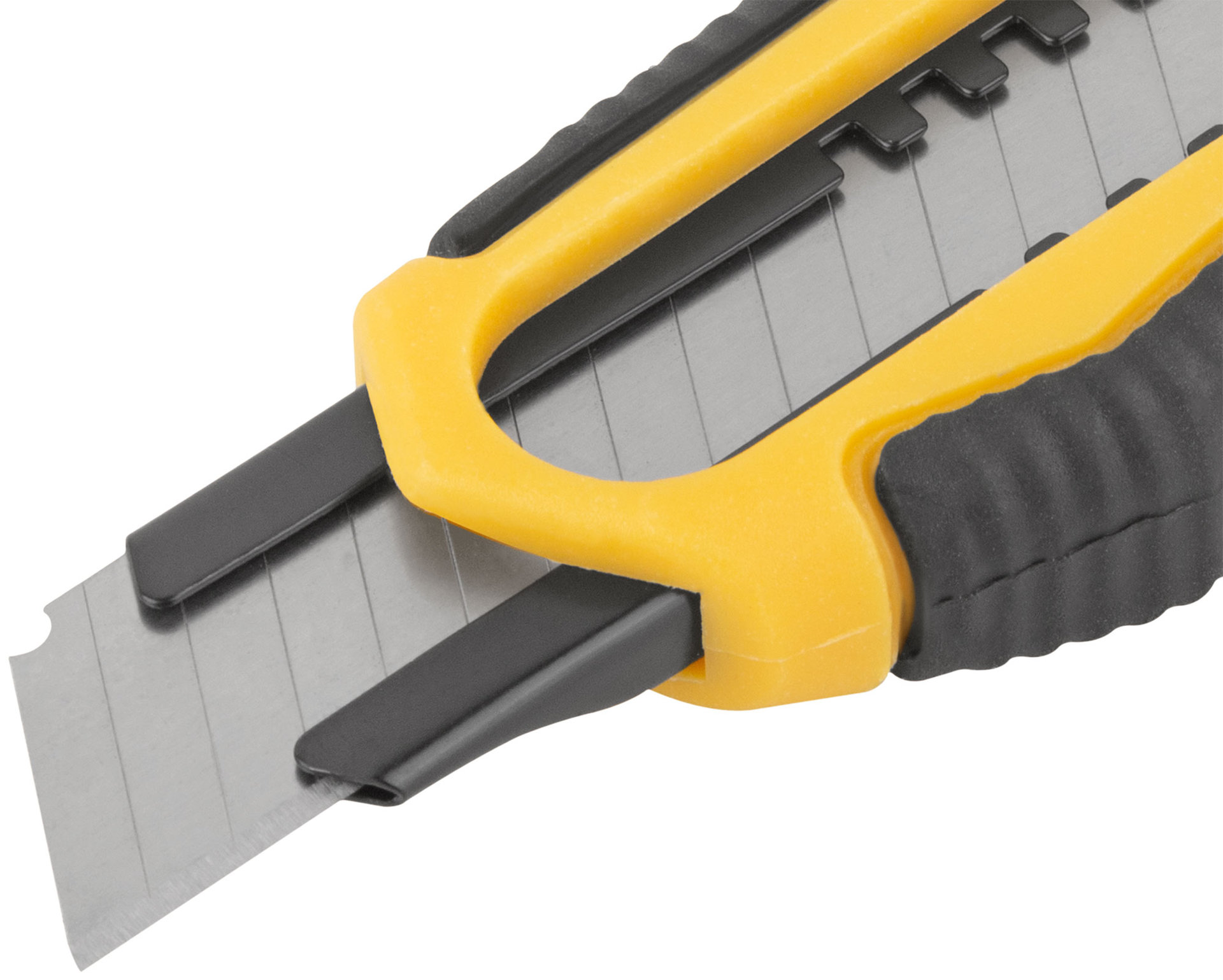 Нож технический 18 мм усиленный прорезиненный, 2-х сторонняя автофиксация (10248)