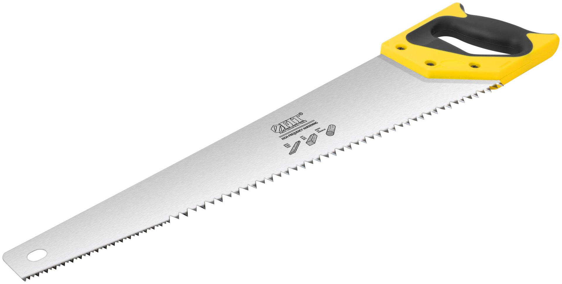 Ножовка по дереву, крупный каленый зуб 3 ТPI с запилом 7 ТPI, 2D заточка, пласт.прорезинен.ручка 500 мм (40403)