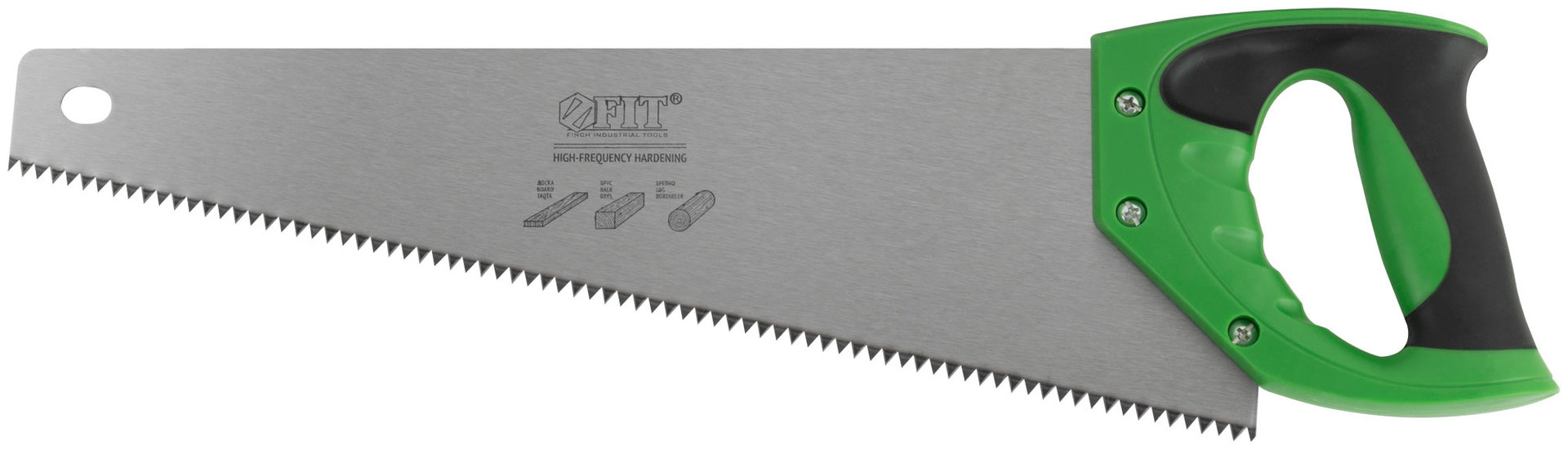 Ножовка по дереву, крупный каленый зуб 5 TPI, 2D заточка, пластиковая прорезиненная ручка 400 мм (40421)