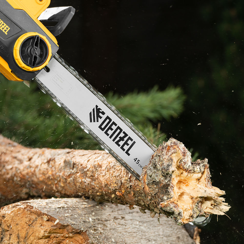 Пила цепная электрическая EDS-2200P, 2.2 кВт,поперечная, шина 45 см, шаг 3/8, паз 1.3 мм, 63 звена Denzel (95617)