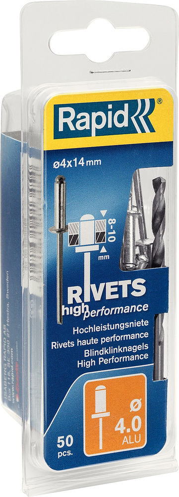Алюминиевая заклепка 4.0 х 14 мм, 50 шт RAPID 5000385