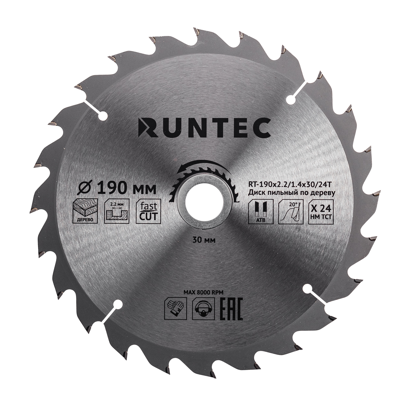 Диск пильный по дереву (190х30 мм 24T) RUNTEC RT-190x2.2/1.4x30/24T