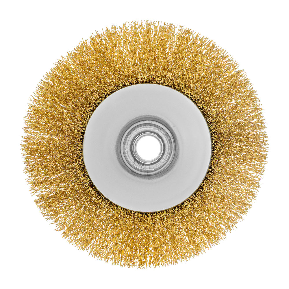 Щетка для УШМ, 125 мм, Тарелка, витая нержавеющая проволока 0.3 мм, М14 Denzel (746163)