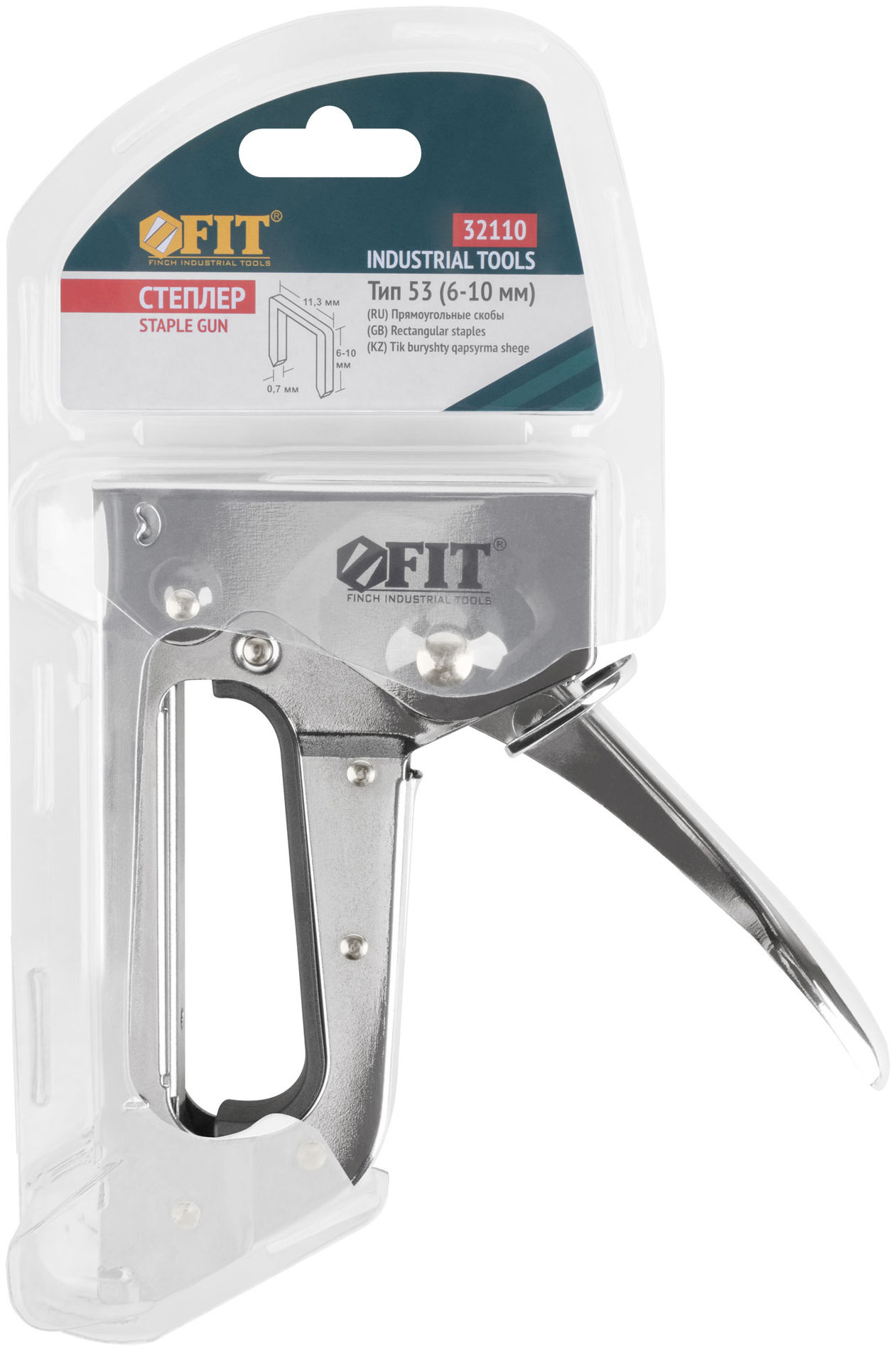 Степлер для узких скоб тип 53 6-10 мм, рессорный механизм, металлический корпус (32110)