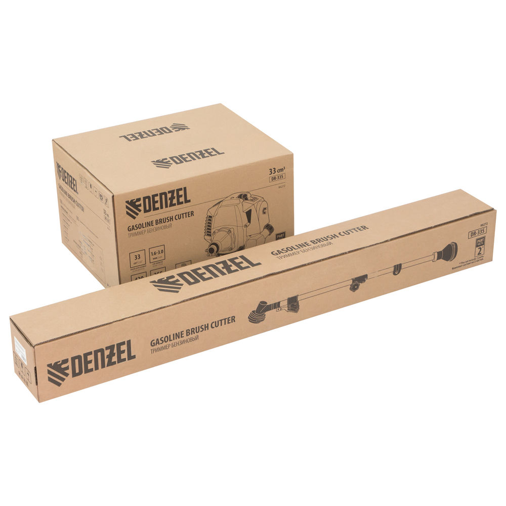 Триммер бензиновый DR-33S, 33 см3, разъемная штанга, состоит из 2 частей Denzel (96272)