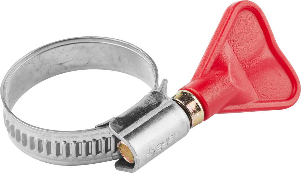 Хомут нержавеющий Бабочка 20 - 32 мм, накатная лента 9 мм, 2 шт ЗУБР Профессионал 37835-20-32