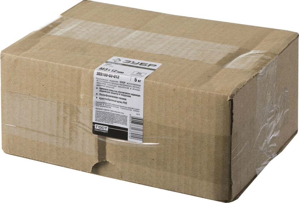 Винт с полусферической головкой M3?12 мм DIN 7985 кл. пр. 4.8 цинк 5 кг ЗУБР 303150-03-012