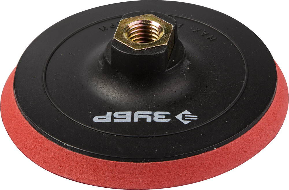 Опорная тарелка на липучке М14, d 115 мм, пластиковая, мягкая, для УШМ ЗУБР Профессионал 35782-115