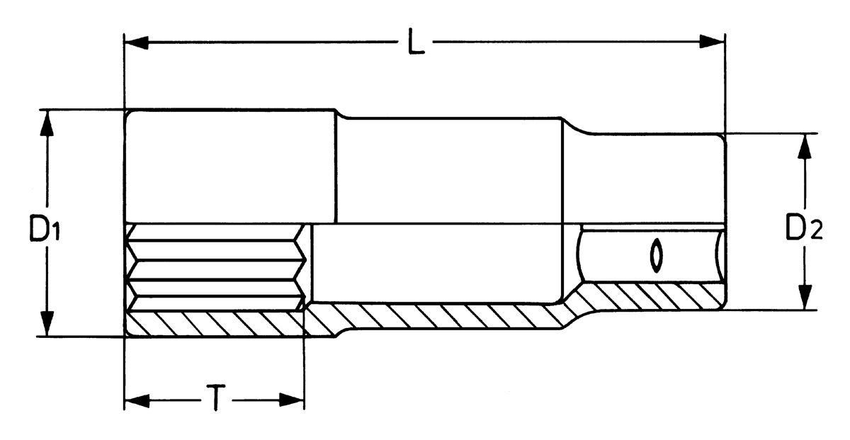 50-19 Головка торцевая 12-гранная глубокая 1/2, 10 x 80 мм (HE-00050191082)