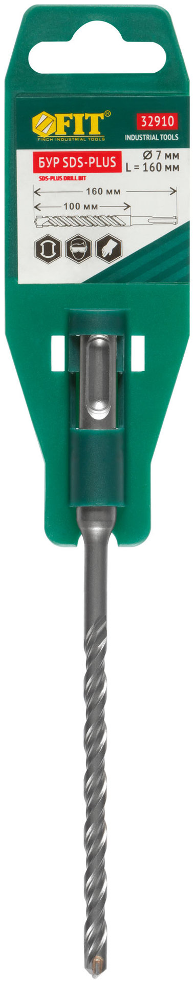 Бур по бетону SDS PLUS с двойной резьбой 7х160 мм (32910)