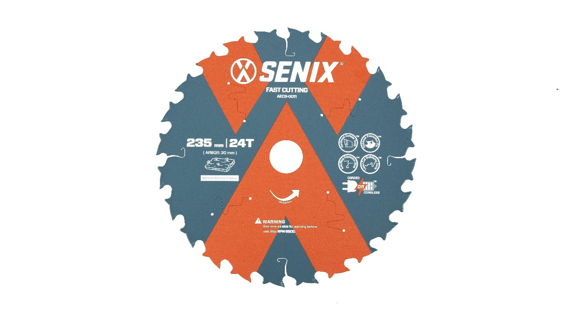 Диск пильный по дереву 235мм х 30 мм, 24Т, SENIX