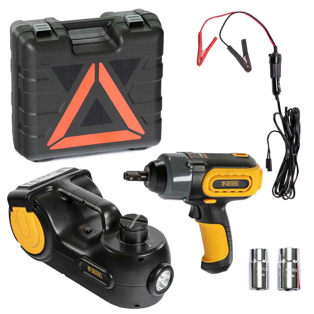 Домкрат электрогидравлический «3 в 1» (1,5 т), 12В, с гайковертом электрическим, в наборе Denzel (51190)