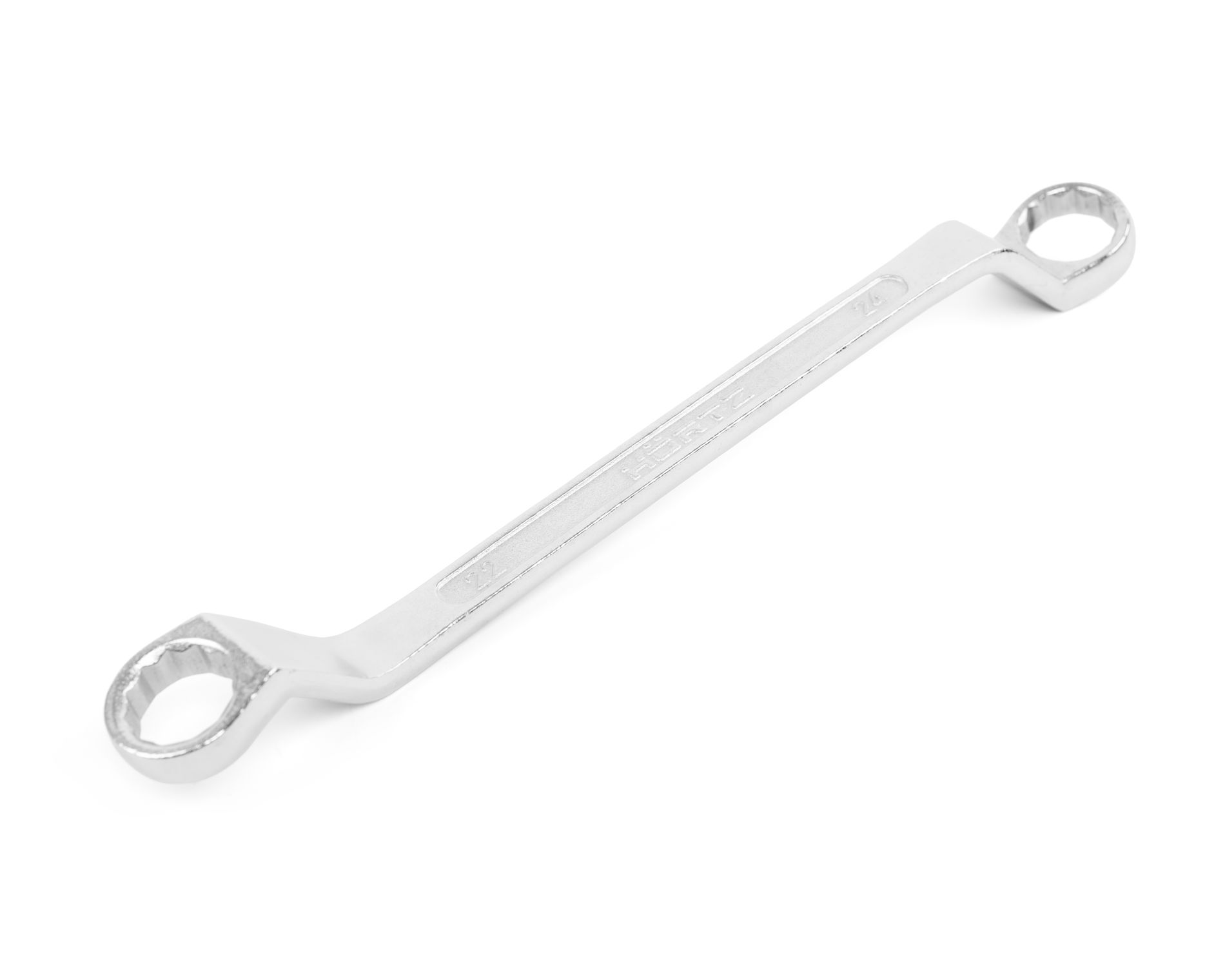 Ключ накидной двусторонний 22х24 хромированный на подвесе HORTZ