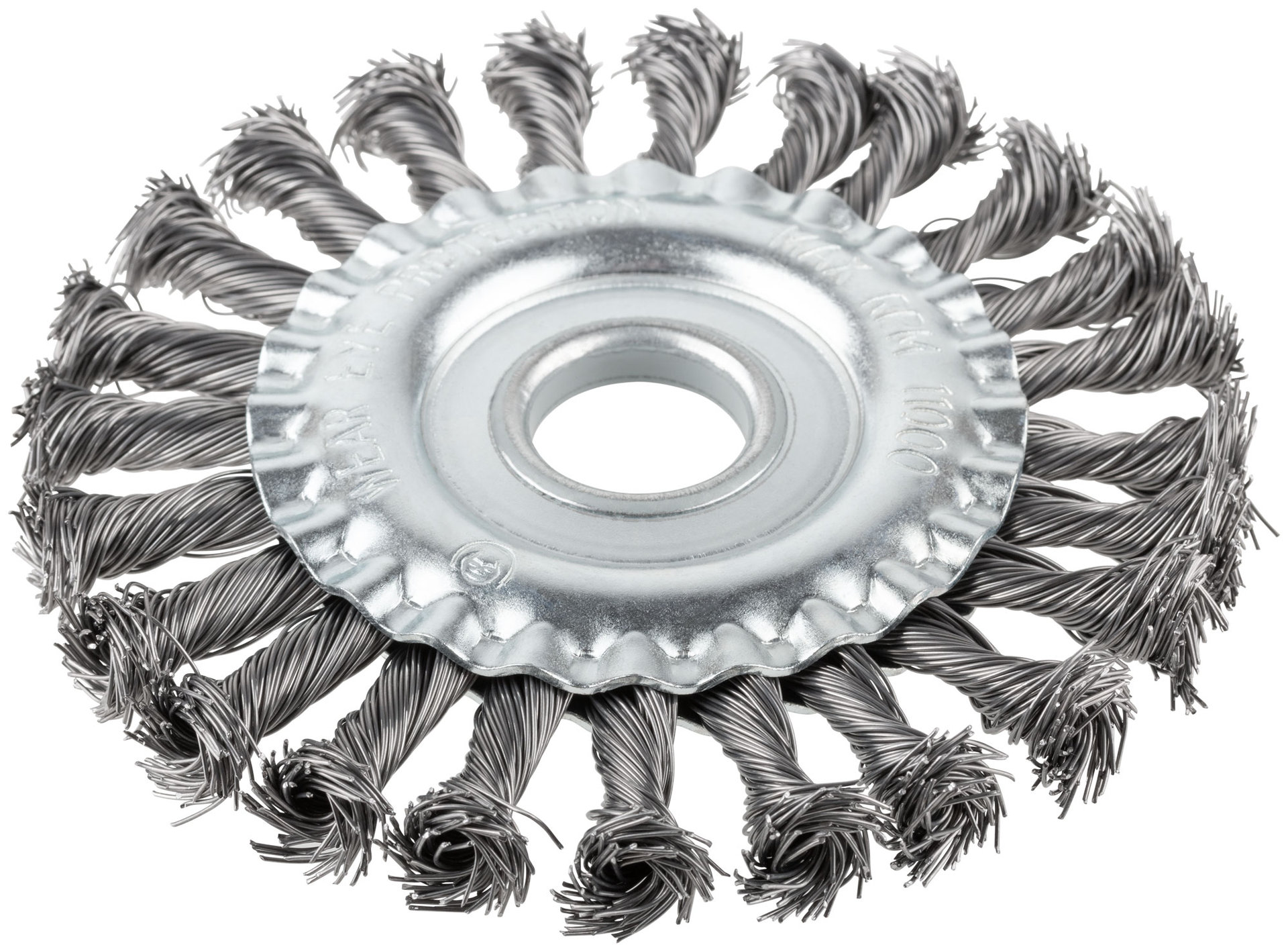 Корщетка-колесо, посадочный диаметр 22,2 мм, стальная витая проволока 125 мм, блистер (39078)