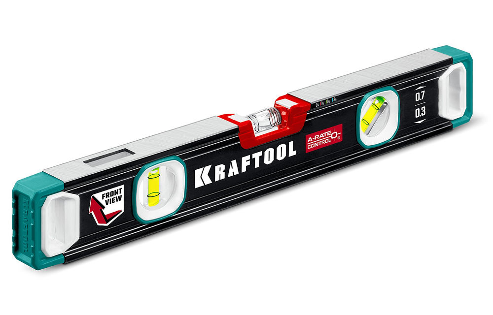 Сверхпрочный уровень A-RATE CONTROL, 400 мм, точность 0.3 мм/м, с инновационным зеркальным глазком KRAFTOOL 34986-40