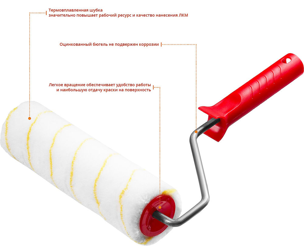 Малярный валик POLYTEX PRO, 48 х 240 мм, бюгель 8 мм, ворс 12 мм, полиакрил/полиэстер, все виды ЛКМ MIRAX 03816-24