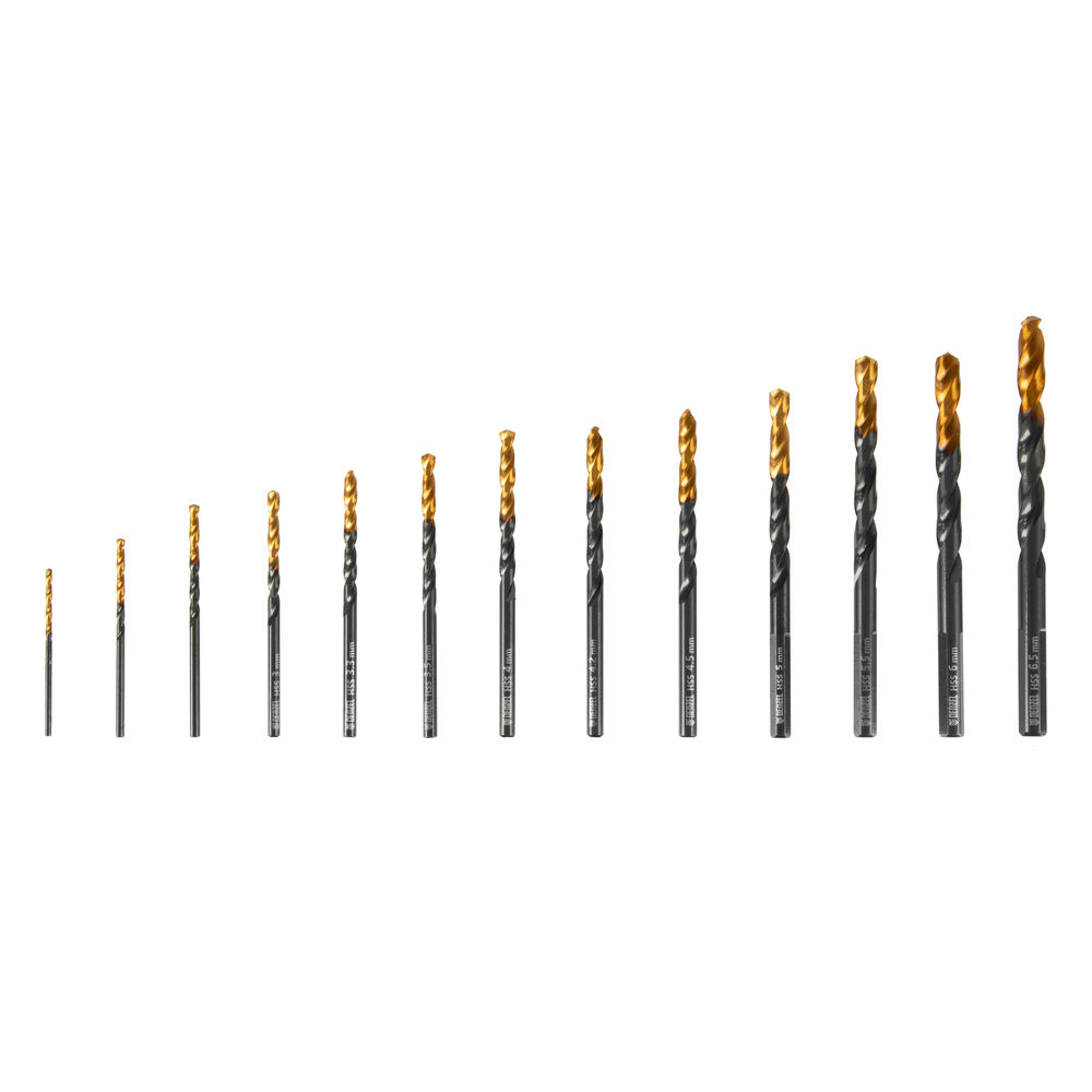 Набор сверл по металлу, 1,5-6,5 мм, HSS-Tin, Golden Tip, 13 шт Denzel (72318)