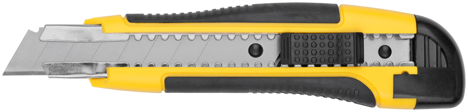 Нож технический 18 мм усиленный прорезиненный, 2-х сторонняя автофиксация Профи (10258)