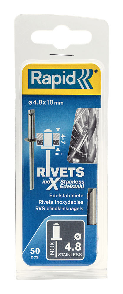 Нержавеющая заклепка 4.8 х 10 мм, 50 шт RAPID 5000396