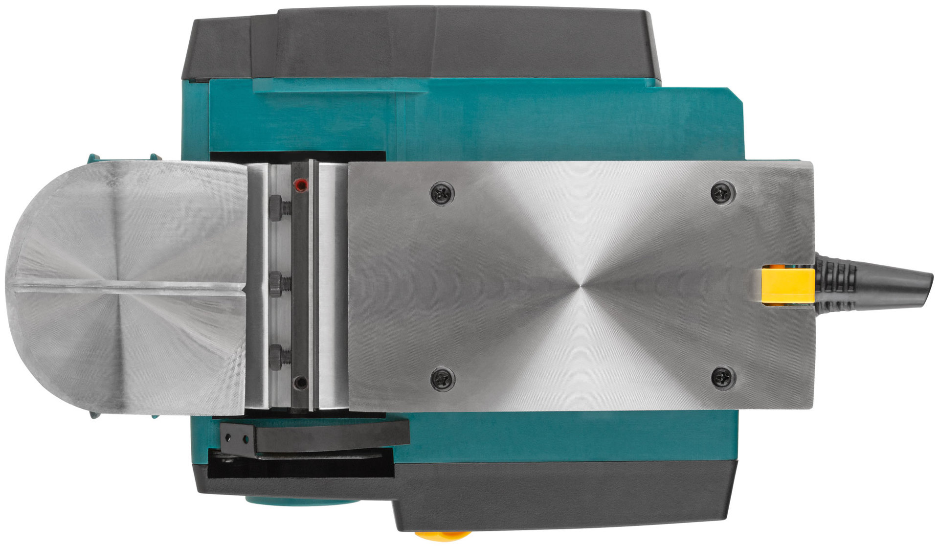 Рубанок 900 Вт; 16000 об/мин; 82 мм; 0-3,0 мм; паз 0-16 мм; 3 кг; прав. выброс; ал.опора; рез. накл.; коробка (80498)