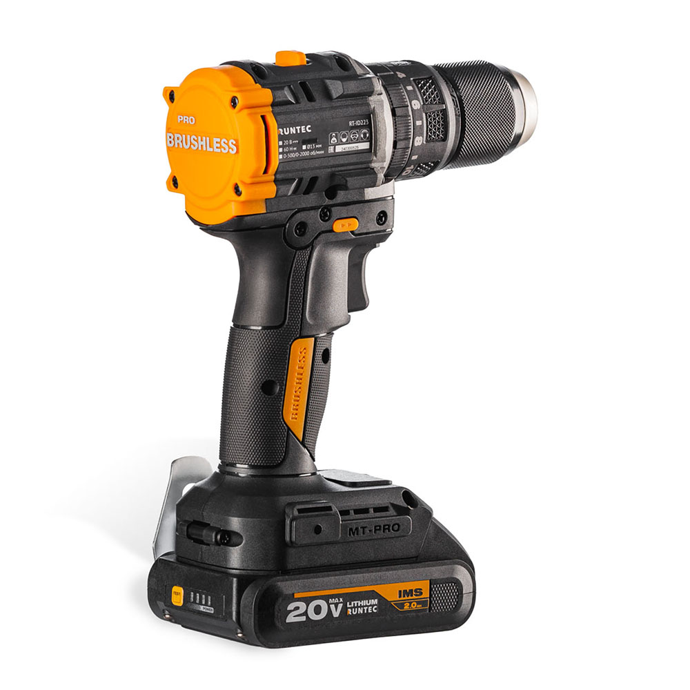 Дрель-шуруповерт ударная аккумуляторная PRO 13 мм, 20В, 2*2Ач, 60Нм RUNTEC RT-ID223