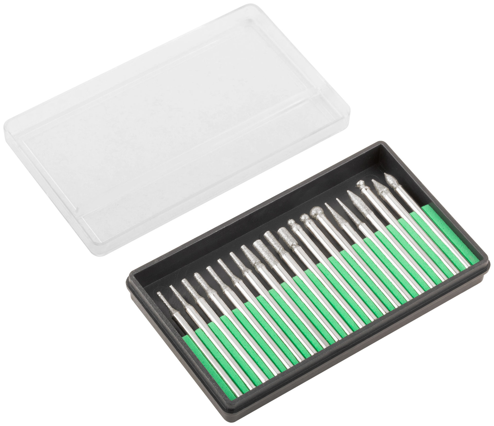 Шарошки, усиленная сталь с алмазным напылением, штифт диам. 3 мм, 20 шт. (36480М)