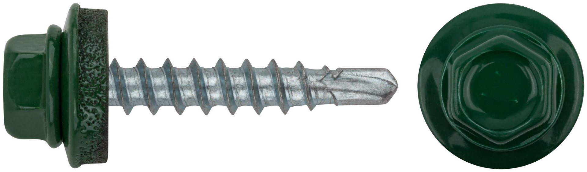 Шурупы кровельные со сверлом 4.8 х 28 зеленый, RAL 6002 250шт. (фасовка) (23512-4)