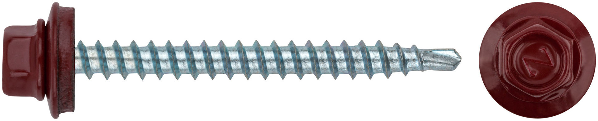 Шурупы кровельные со сверлом 4.8 х 50 красный 100шт , RAL 3011 Фасовка (23541-0)