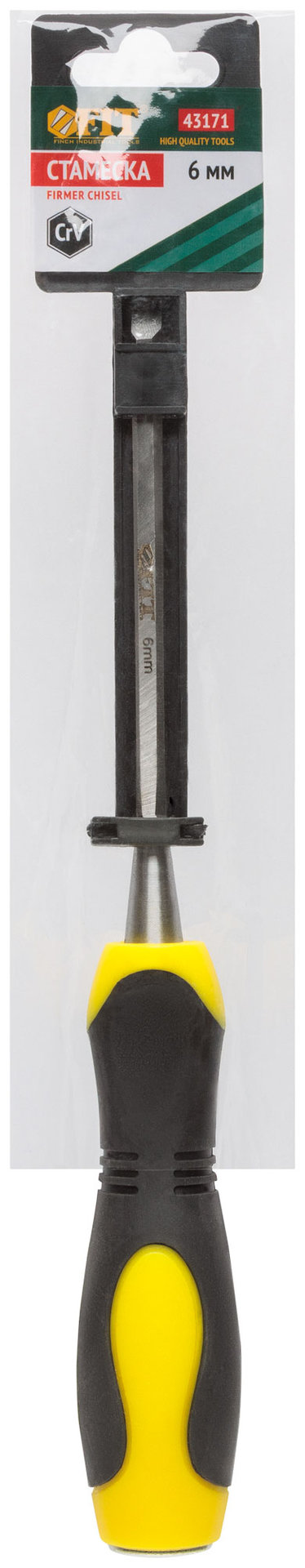 Стамеска Профи CrV, двухцветная прорезиненная ручка 6 мм