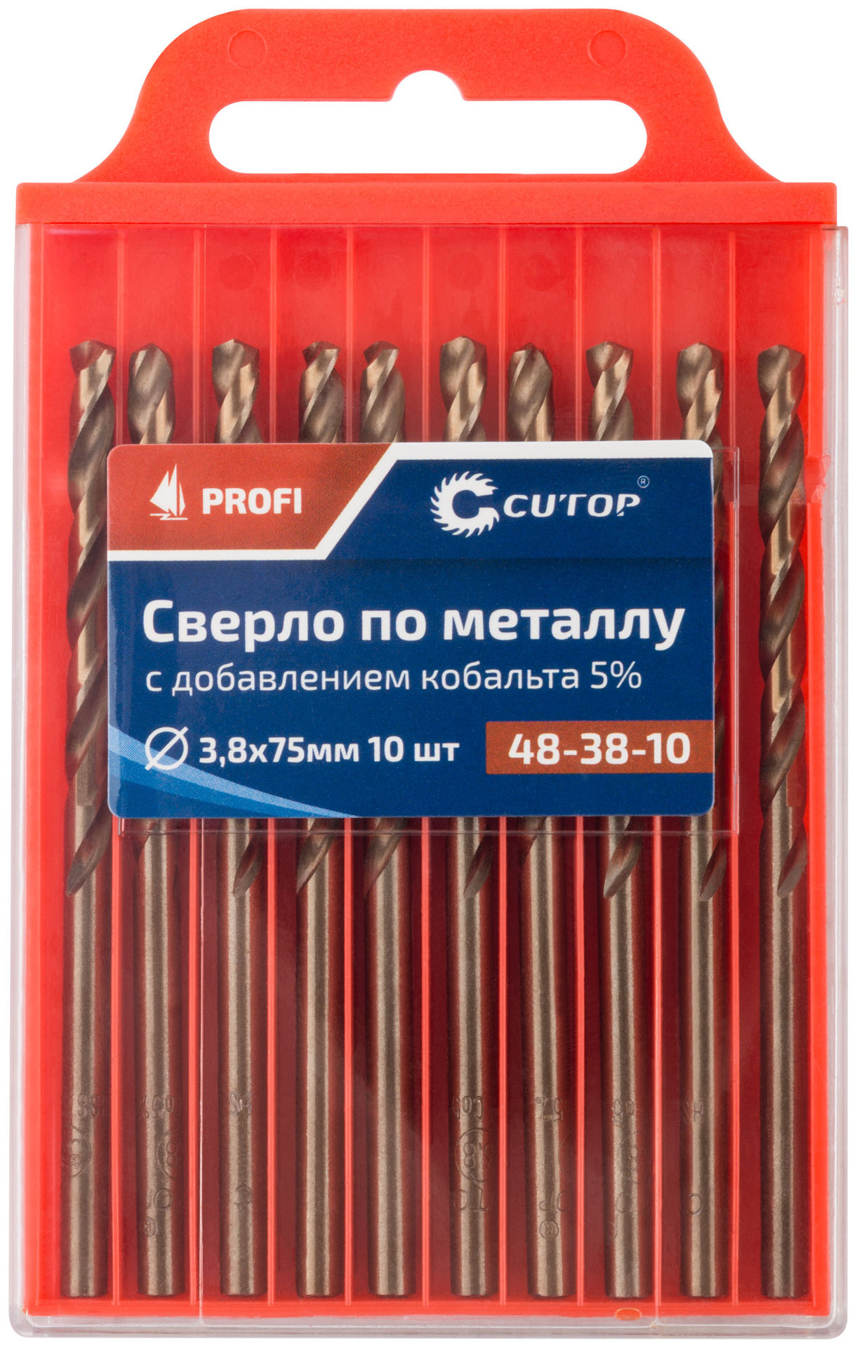 Сверло по металлу Cutop Profi с кобальтом 5%, 3,8 x 75 мм (10 шт) (48-38-10)