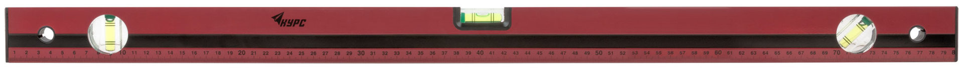 Уровень Оптима, 3 глазка, красный корпус, фрезерованная рабочая грань, шкала 800 мм (18024)