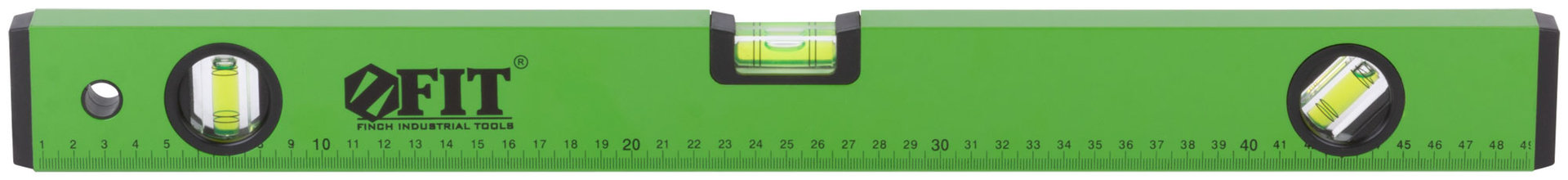 Уровень Техно, 3 глазка, зеленый корпус, фрезерованная рабочая грань, шкала 500 мм (18115)