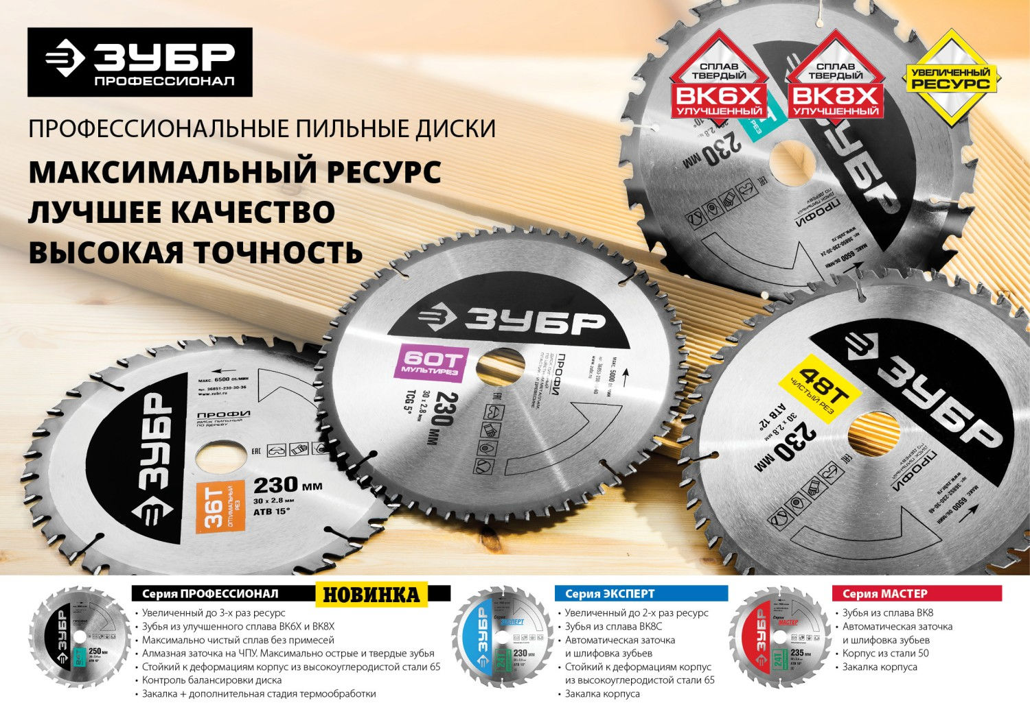 ЗУБР Чистый рез, 235 х 30 мм, 48Т, пильный диск по дереву, Профессионал (36852-235-30-48)