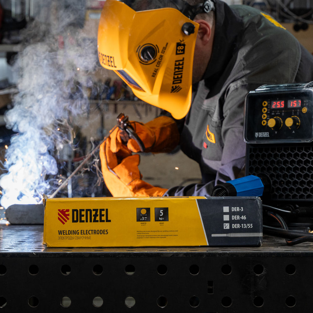 Электроды DER-13/55, диам. 3 мм, 5 кг, основное покрытие Denzel (97518)