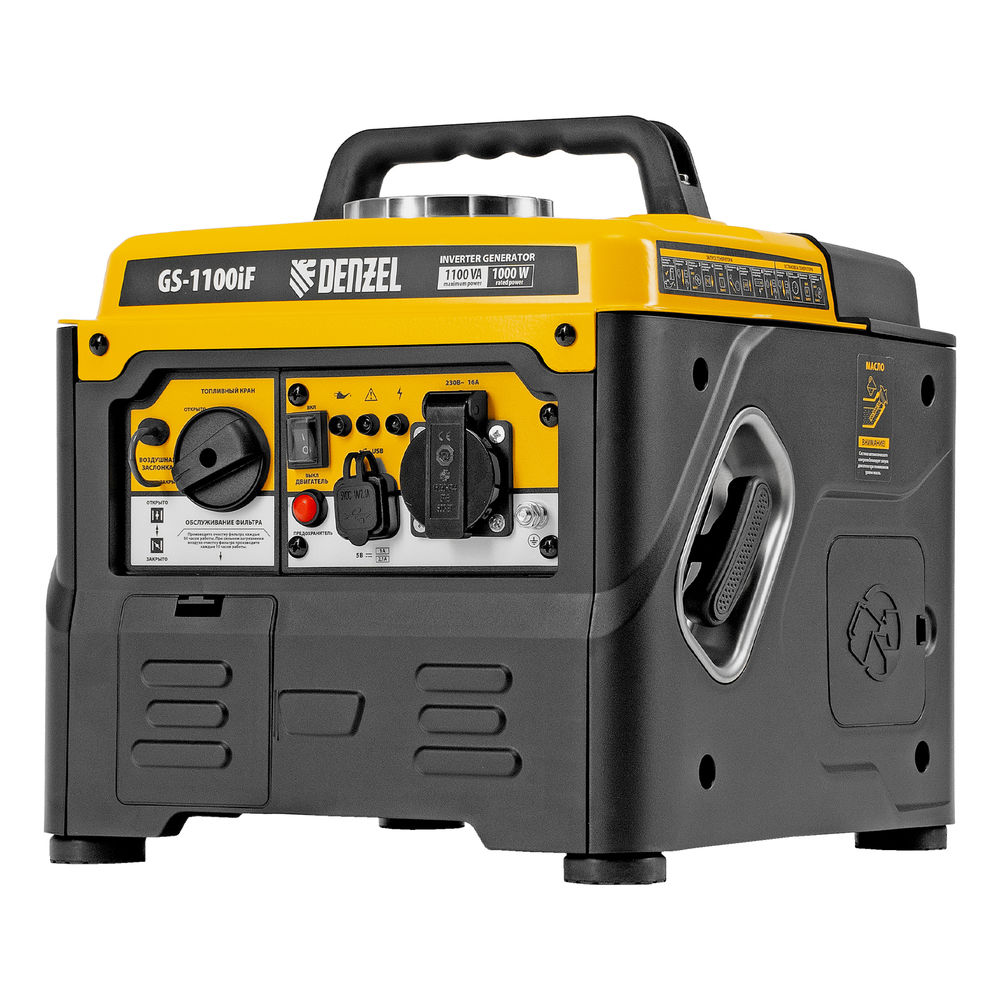 Генератор инверторный GS-1100iF, 1,1 кВт, 230 В, ручной старт DENZEL (94706)