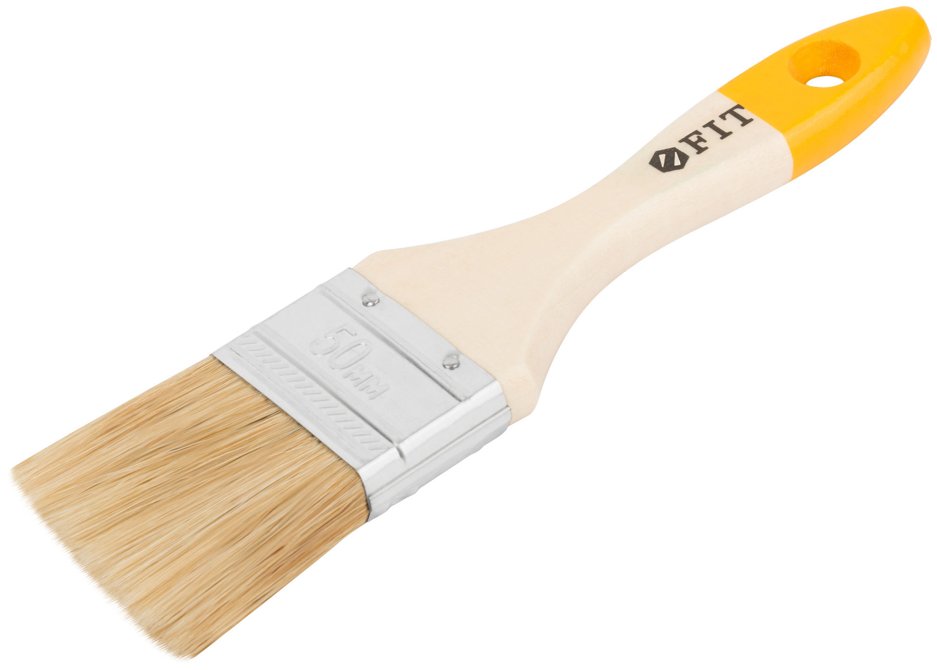 Кисть флейцевая Стандарт-Плюс, натур.светлая щетина, деревянная ручка 2 (50 мм) (01045)