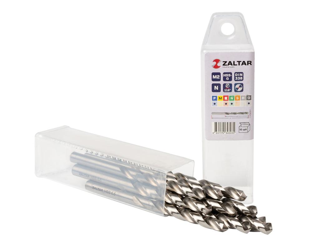 Комплект свёрл по металлу индустриальных, 10 шт, DIN 338, HSS-G, Тип N, 5xD, O6.50 мм (ZA-73065-S10)