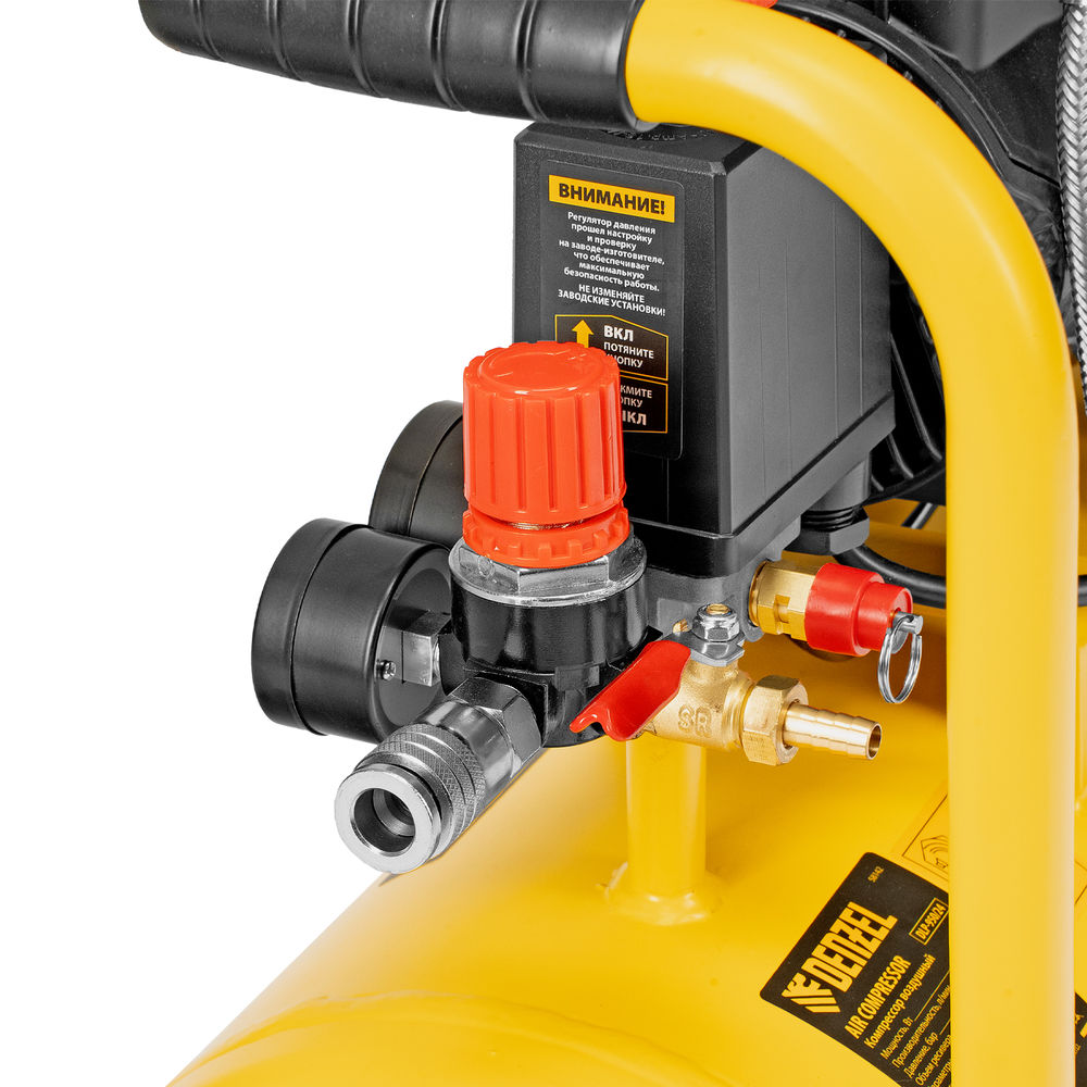 Компрессор безмасл. малошумный DLP-950/24, 950Вт,24 л, 2850 об/мин, 170 л/мин Denzel (58142)