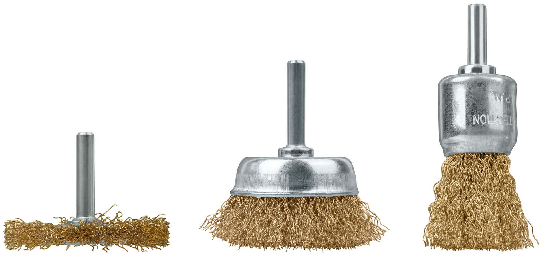 Корщетки со штифтом, набор 3 шт. ( колесо 50 мм / чашка 50 мм / венчик 25 мм ) (38563)