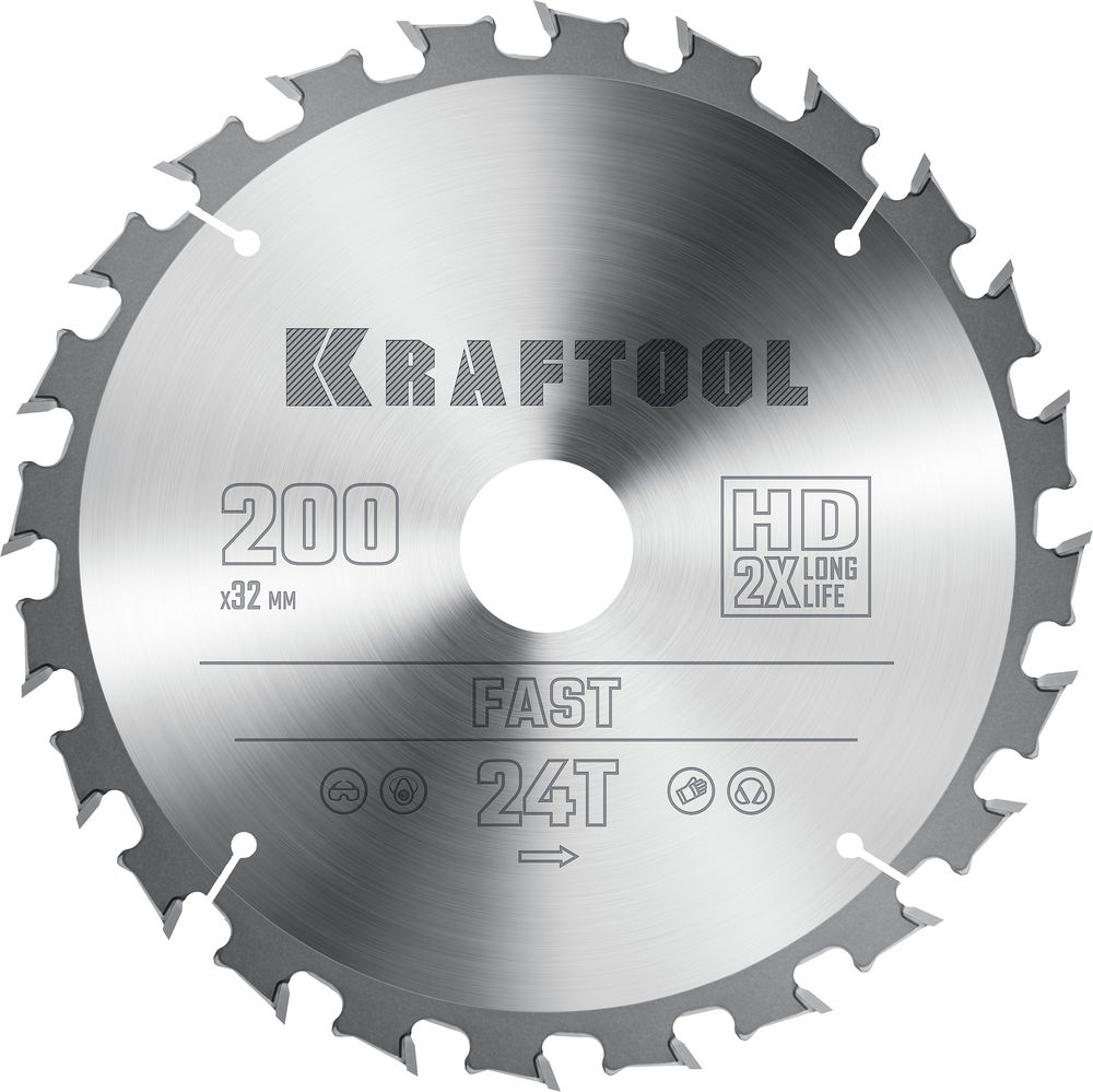 Пильный диск по дереву Fast, 200 х 32 мм, 24Т KRAFTOOL 36950-200-32