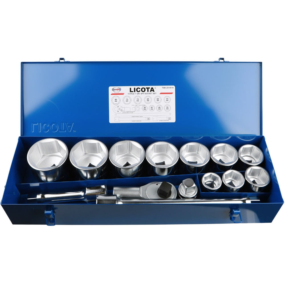 Набор торцевых головок 6-ти гранных, 15 пр., 36-80 мм 1 Licota TSK-20141-6