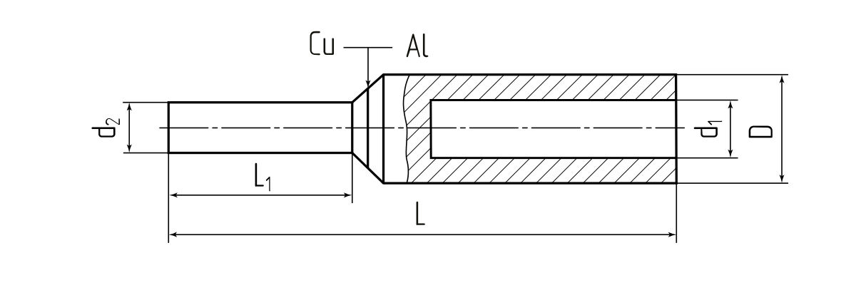 Наконечник кабельный штыревой алюмомедный НШАМ 25 (КВТ) (81986)